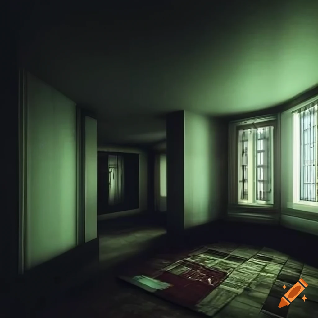 Interior of a residential building with surreal and dreamlike qualities