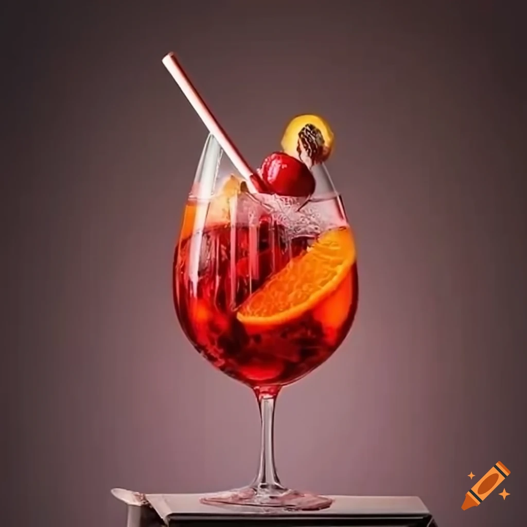 Italian Aperol Spritz Rosso cocktail with cherry liqueur, Aperol, Prosecco, and soda