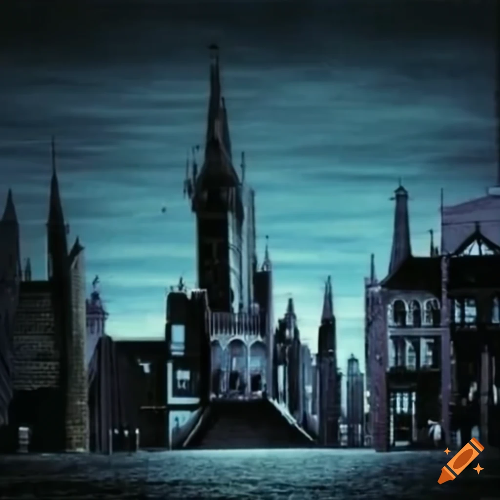 Tim Burton inspired city scene
