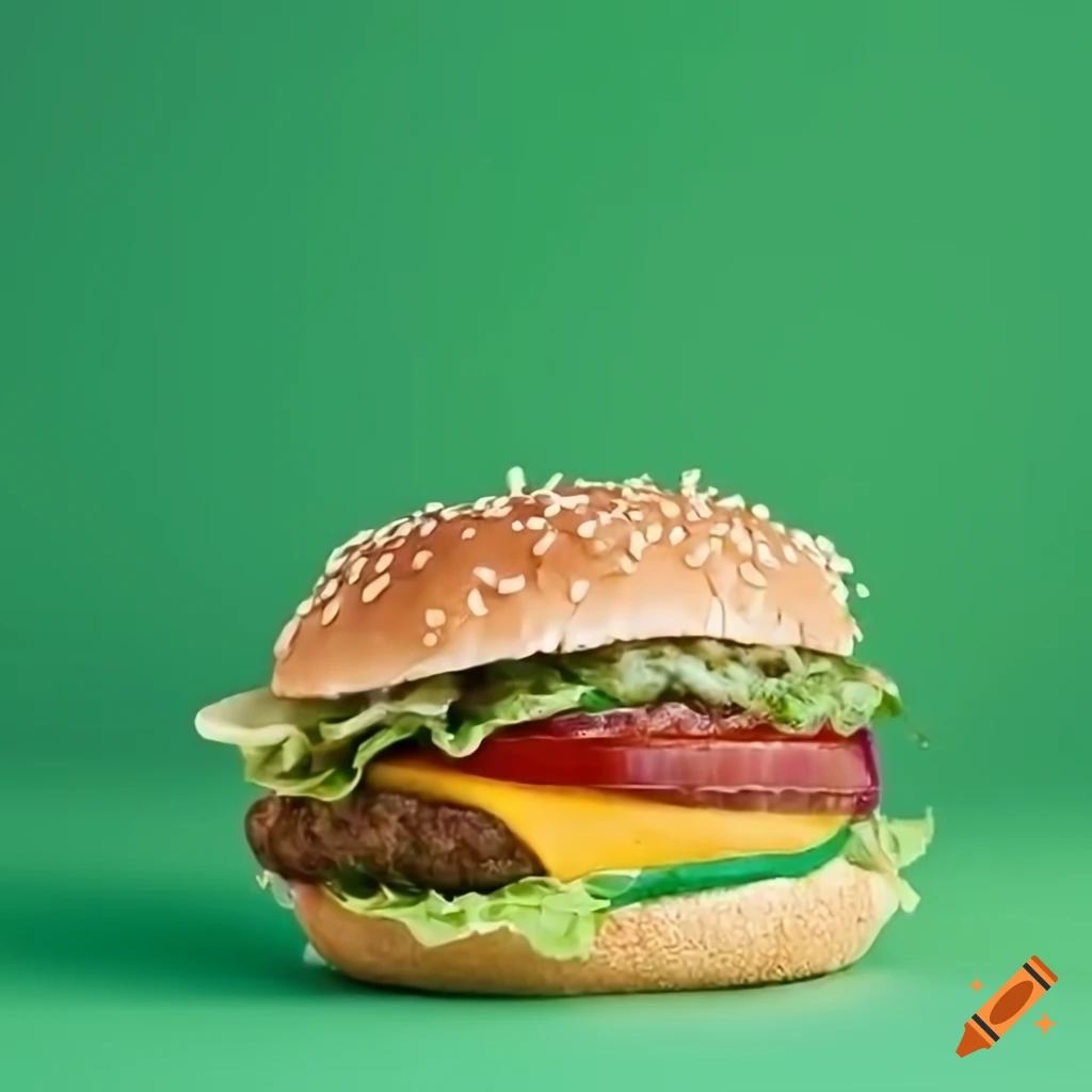 Vegetarian burger on a green background