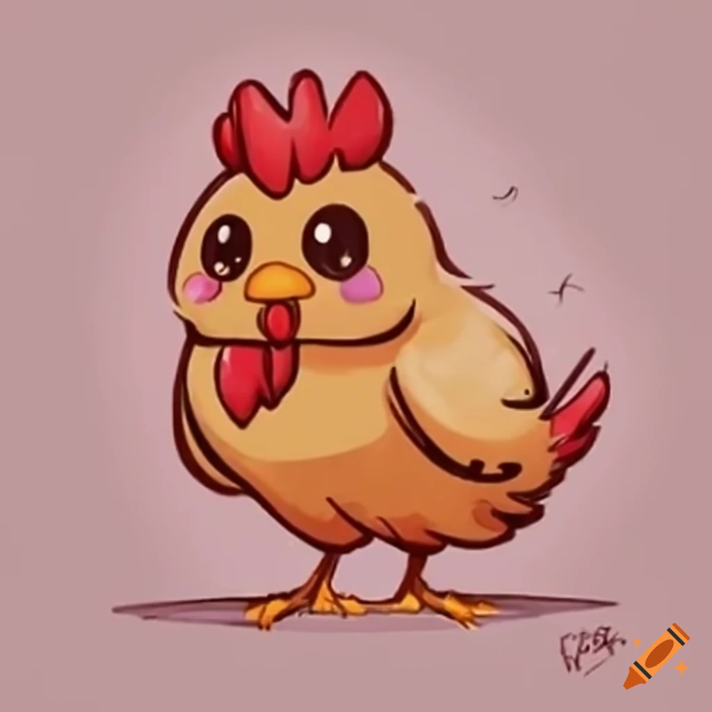 Cute chicken in anime style