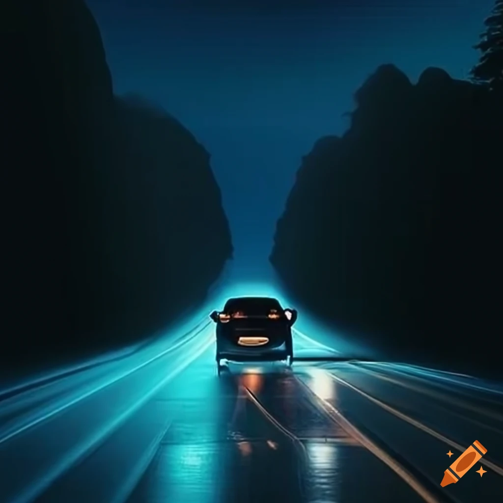 Night driving scene on Craiyon