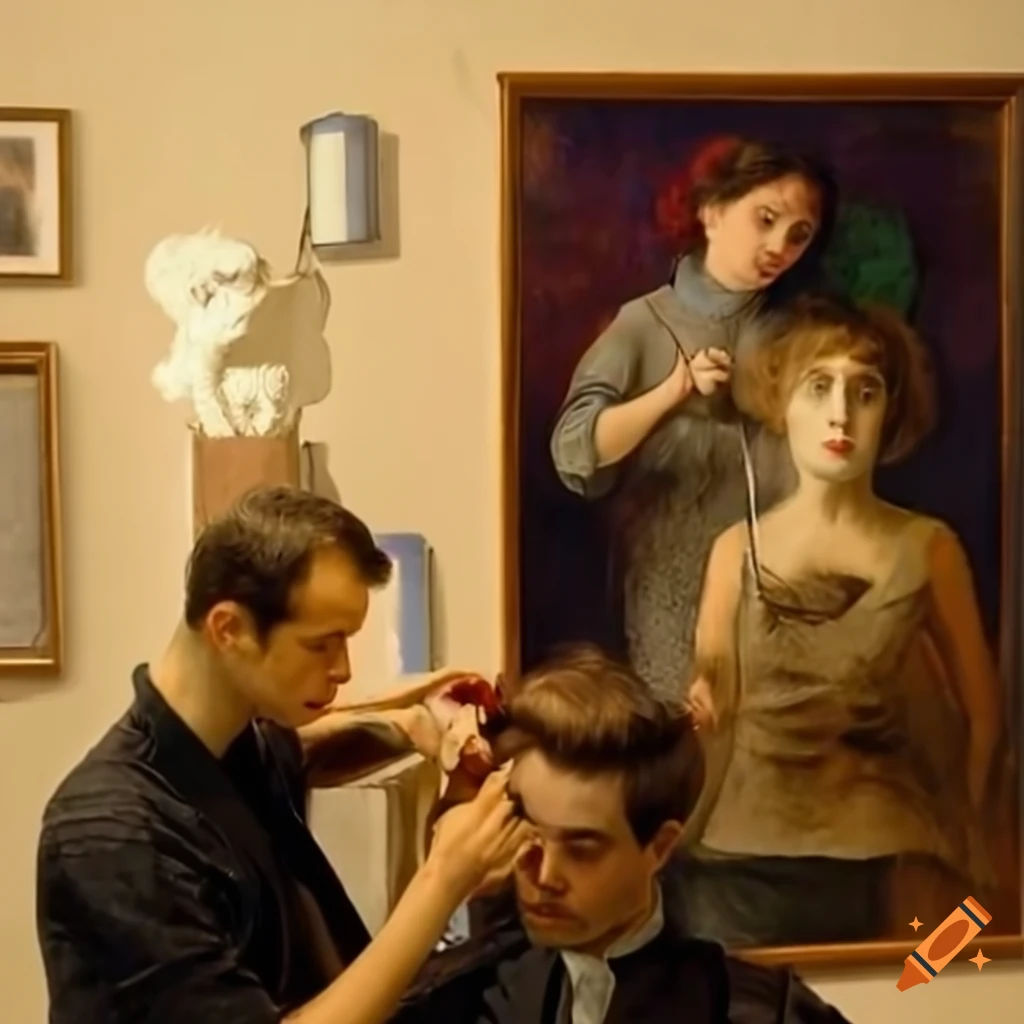 Wonderland hair salon atmosphere with male customers receiving makeovers