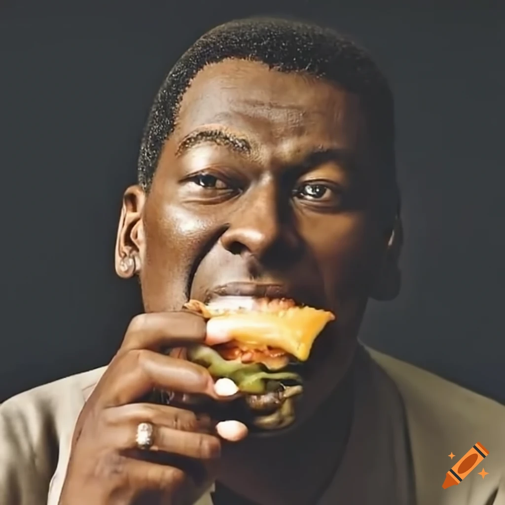 Luther Vandross enjoying a cheeseburger