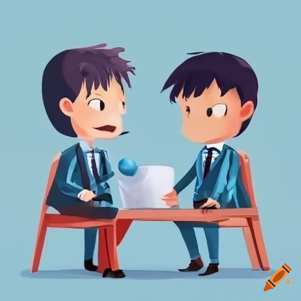 Interviewer talking to a boy