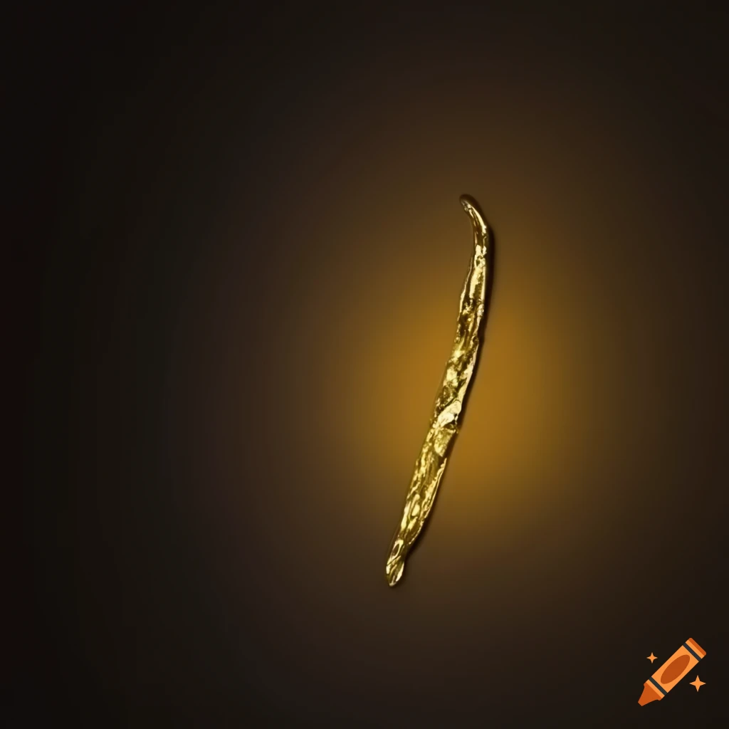 Mystical gold metallic vanilla pod on a dark background
