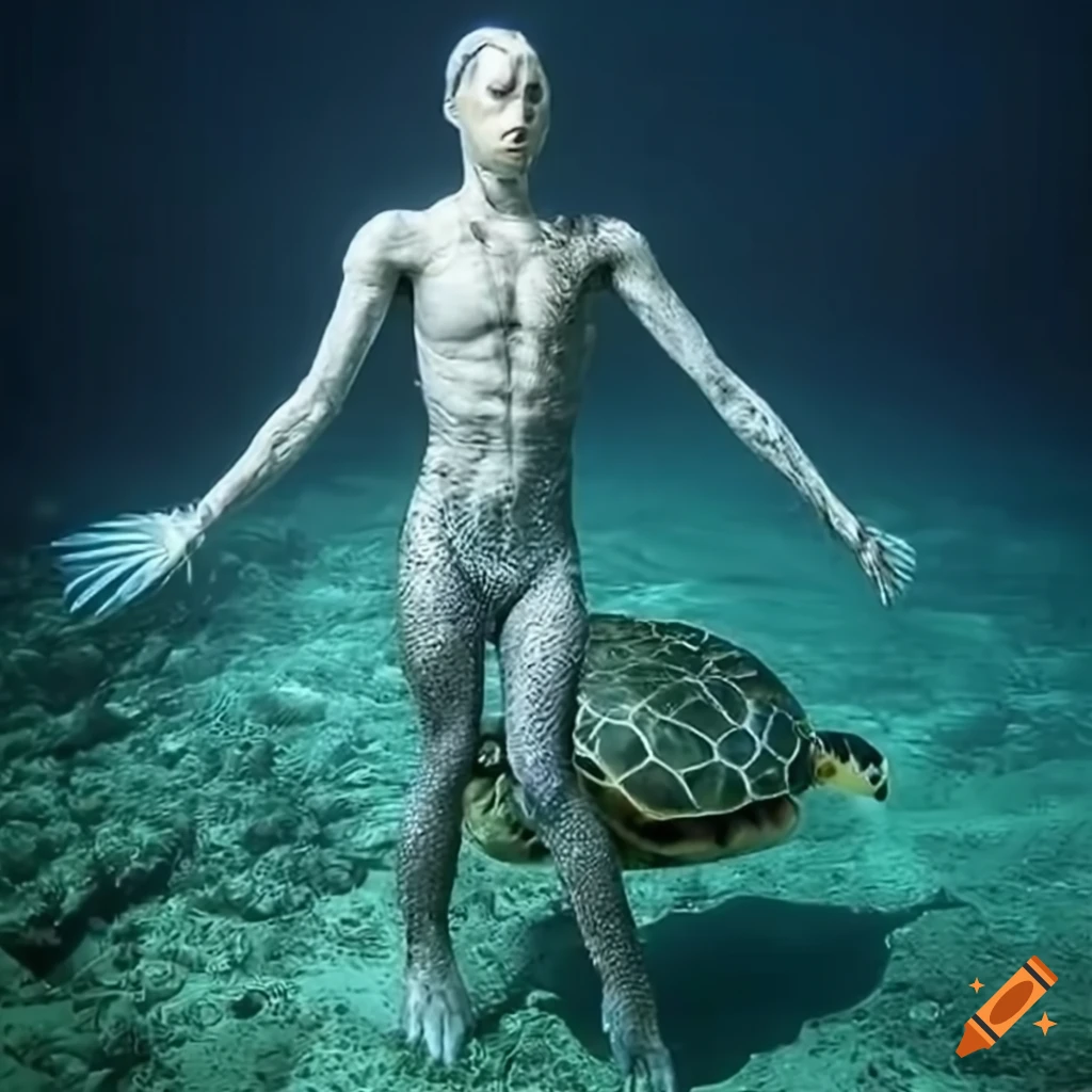 Humanoild Fish Humanoid with fish and sea turtle features on Craiyon