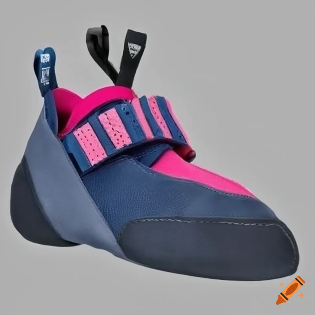 Navy blue and flashy pink climbing shoes for professionals