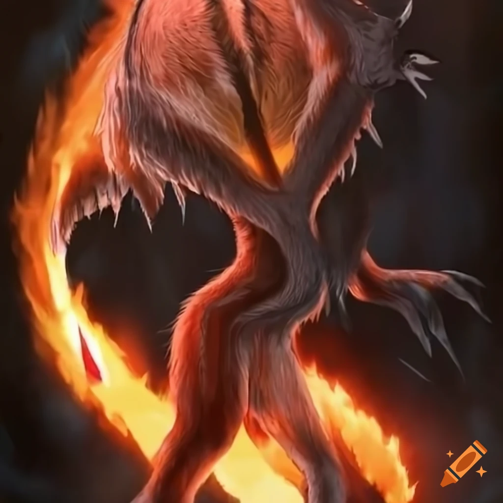 Legendary red panda with a coat of crimson and gold in the forest