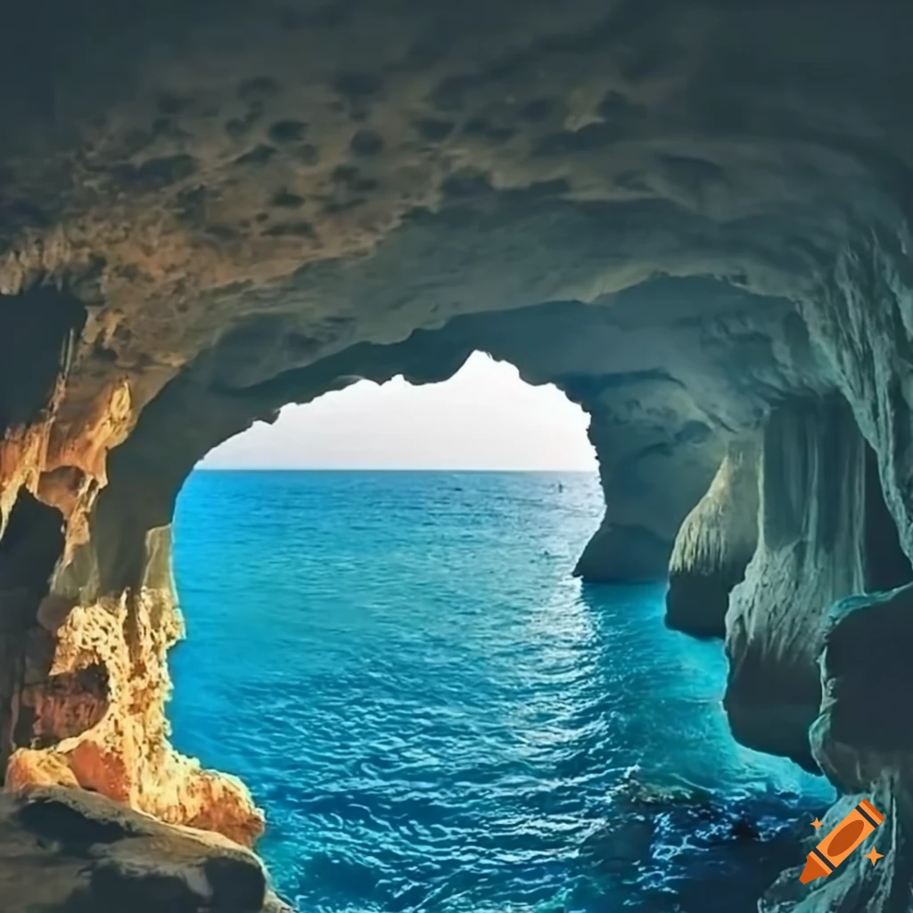 Exploring a Mediterranean cave by the sea
