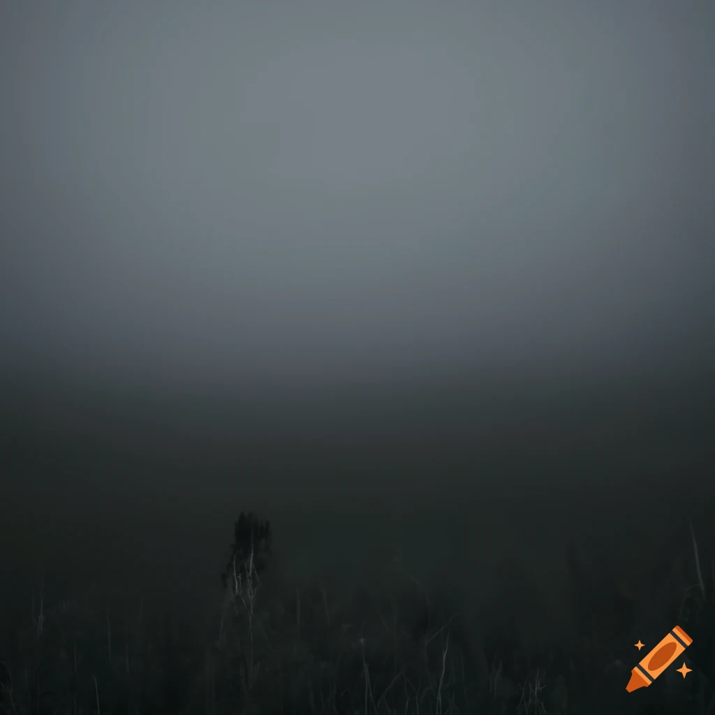 Foggy ominous field with broken elements