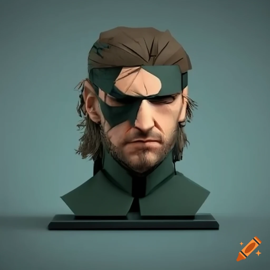 Minimalist paper sculpture of Metal Gear Solid game