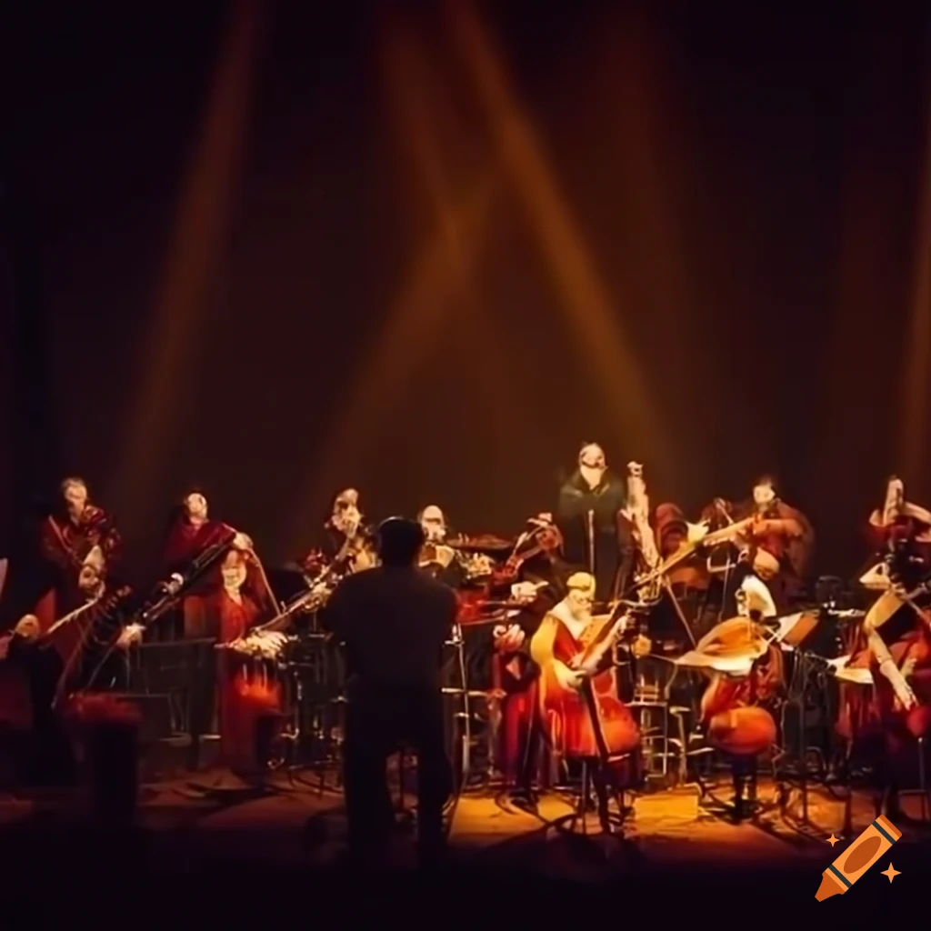 Musicians playing string instruments on stage