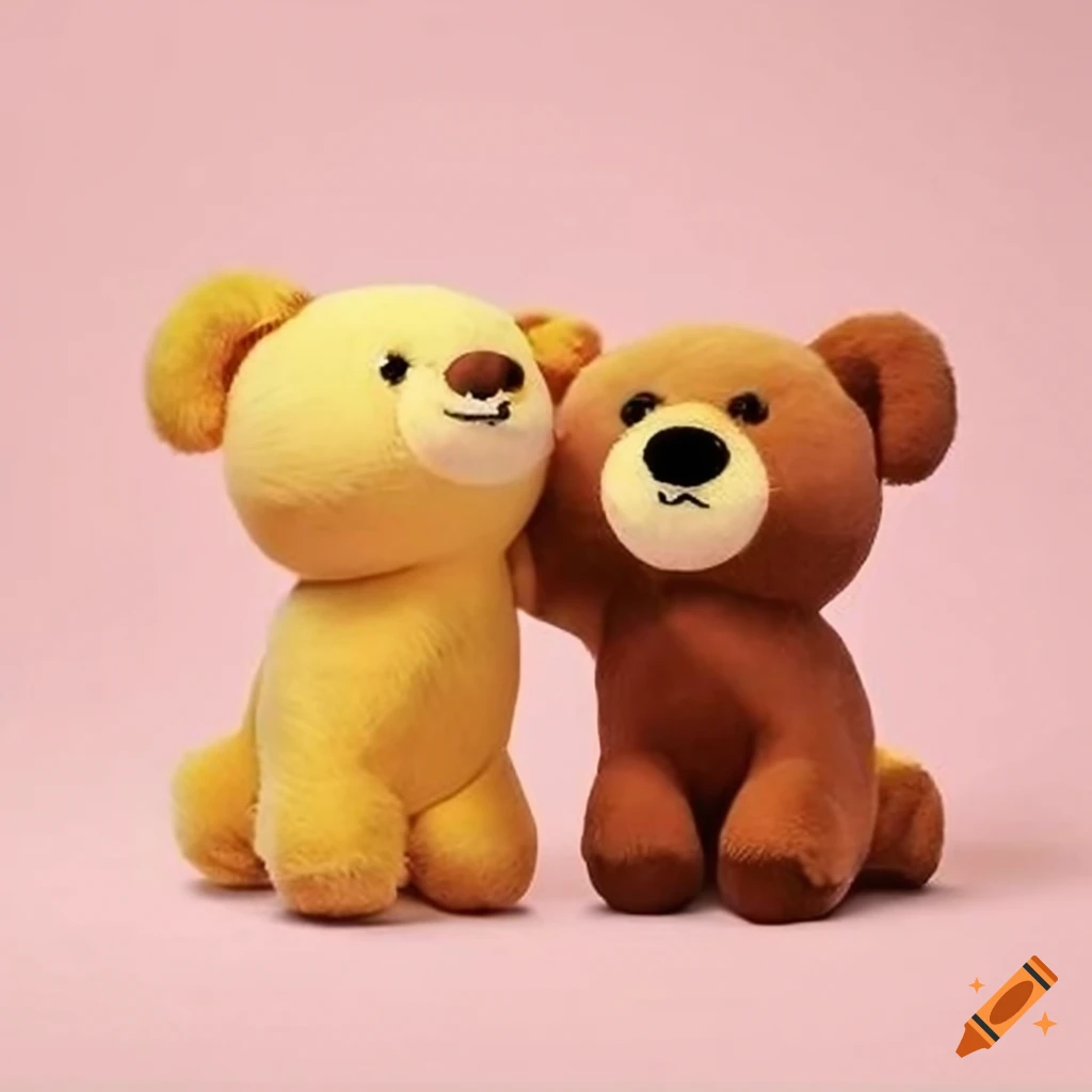 Warm and tender moment between two stuffed animals