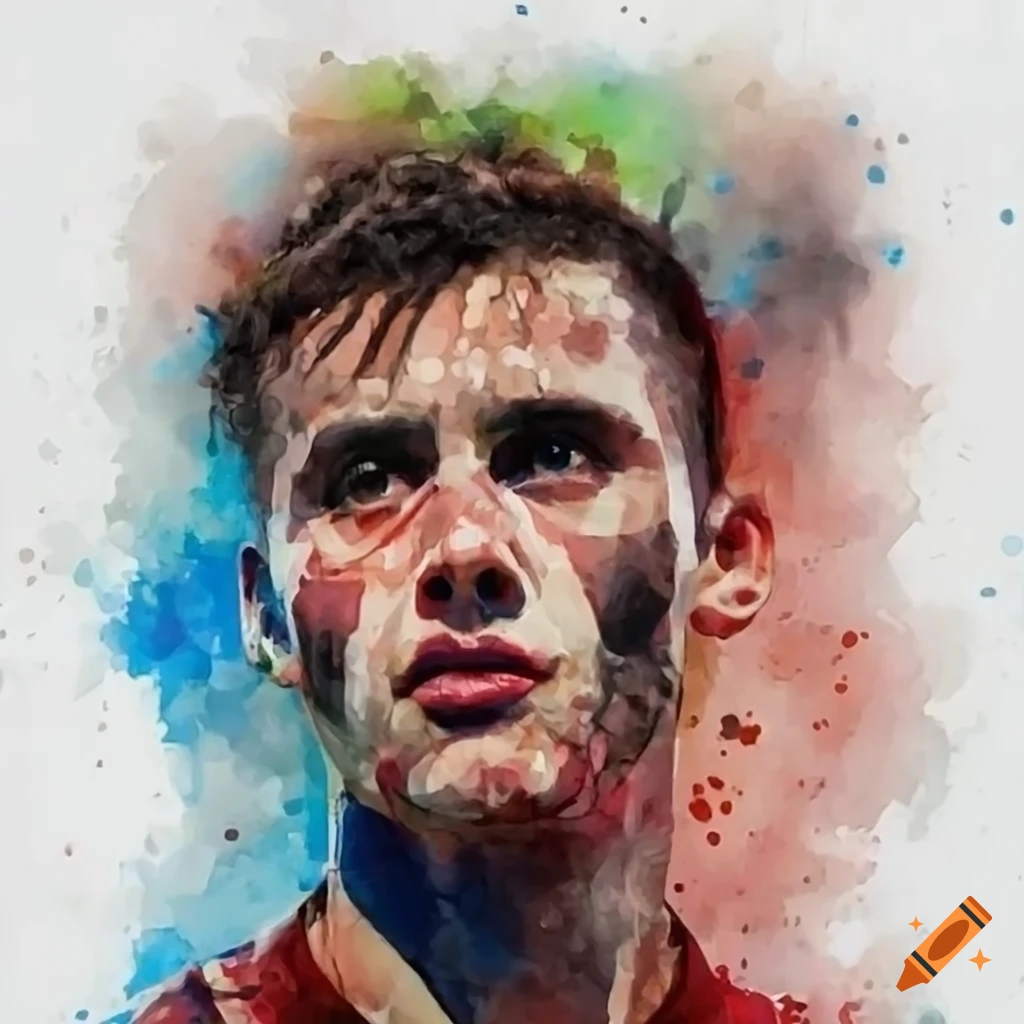 Spanish male soccer player in red and black jersey on Craiyon