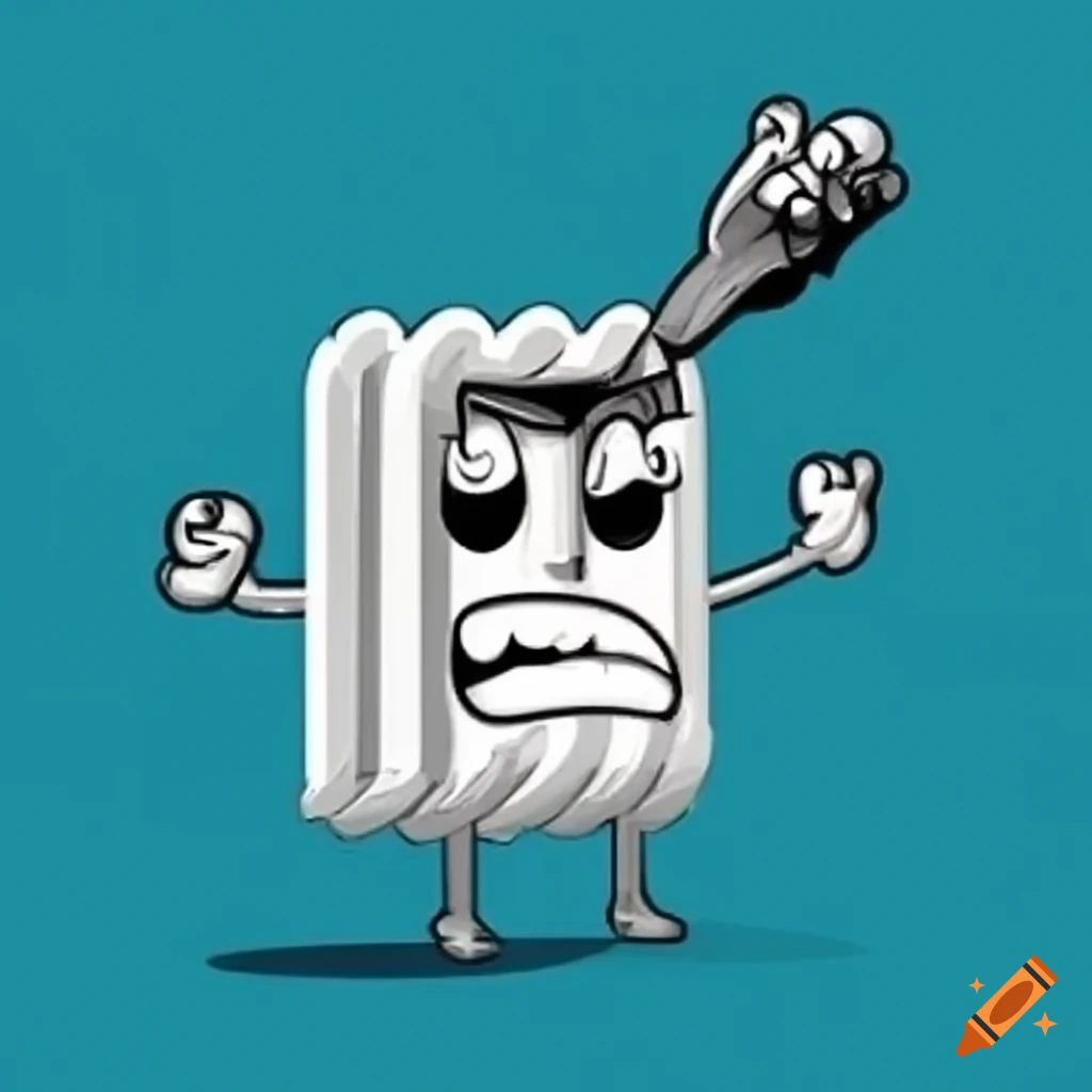 Angry cartoon radiator on Craiyon