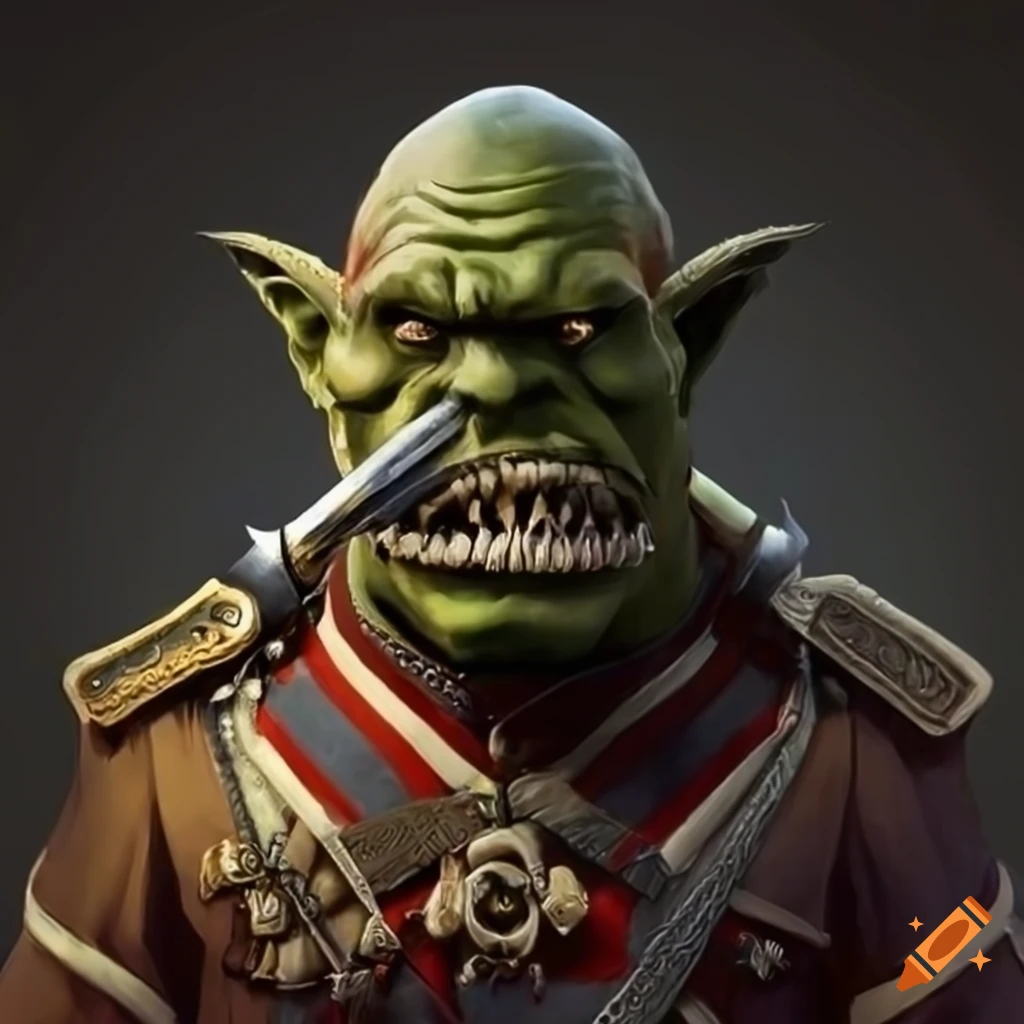 Orc warrior emblem with a Napoleonic military design
