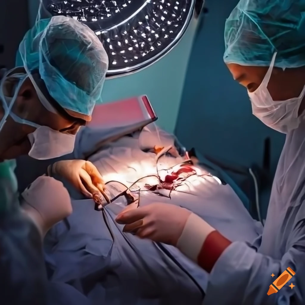 Surgeons operating on a child in a medical setting