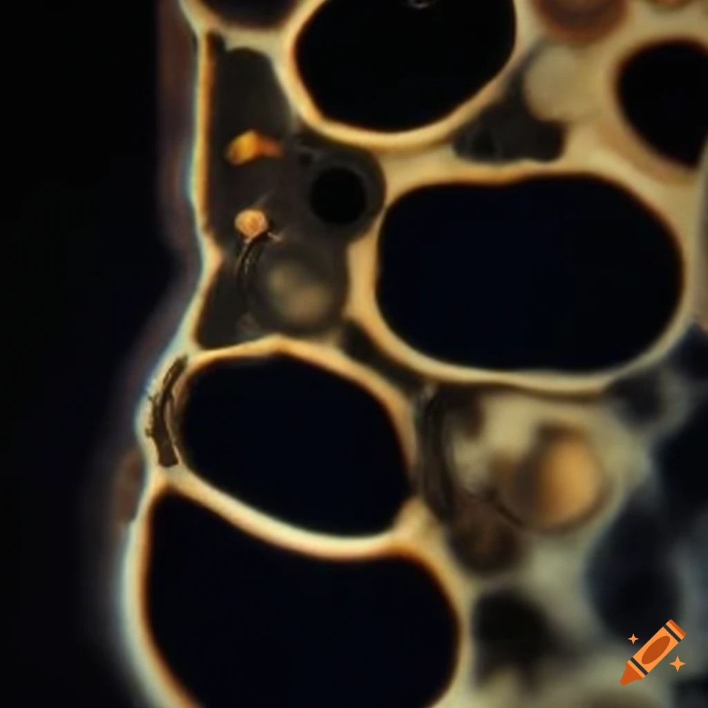 Microscopic view of mushrooms on Craiyon