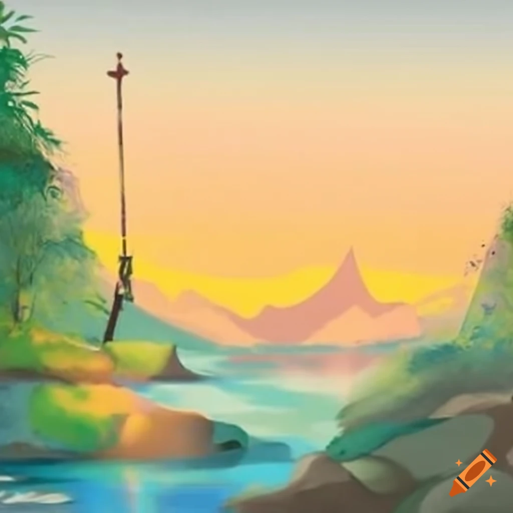 Scene with a compass rose symbol