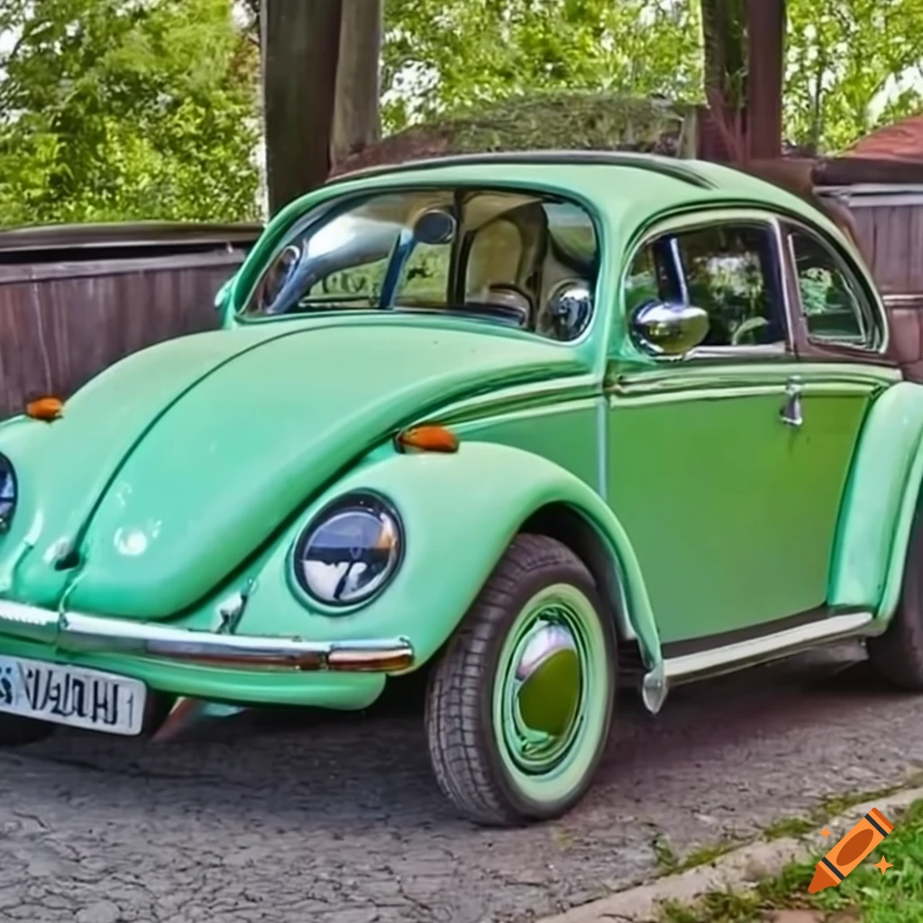 Caribbean green Beetle car with light mint green wheels