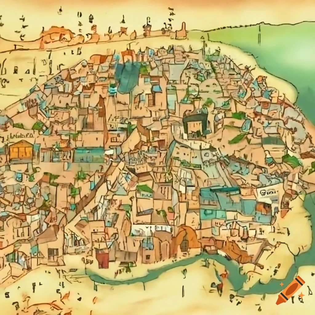 Map of a town on Craiyon