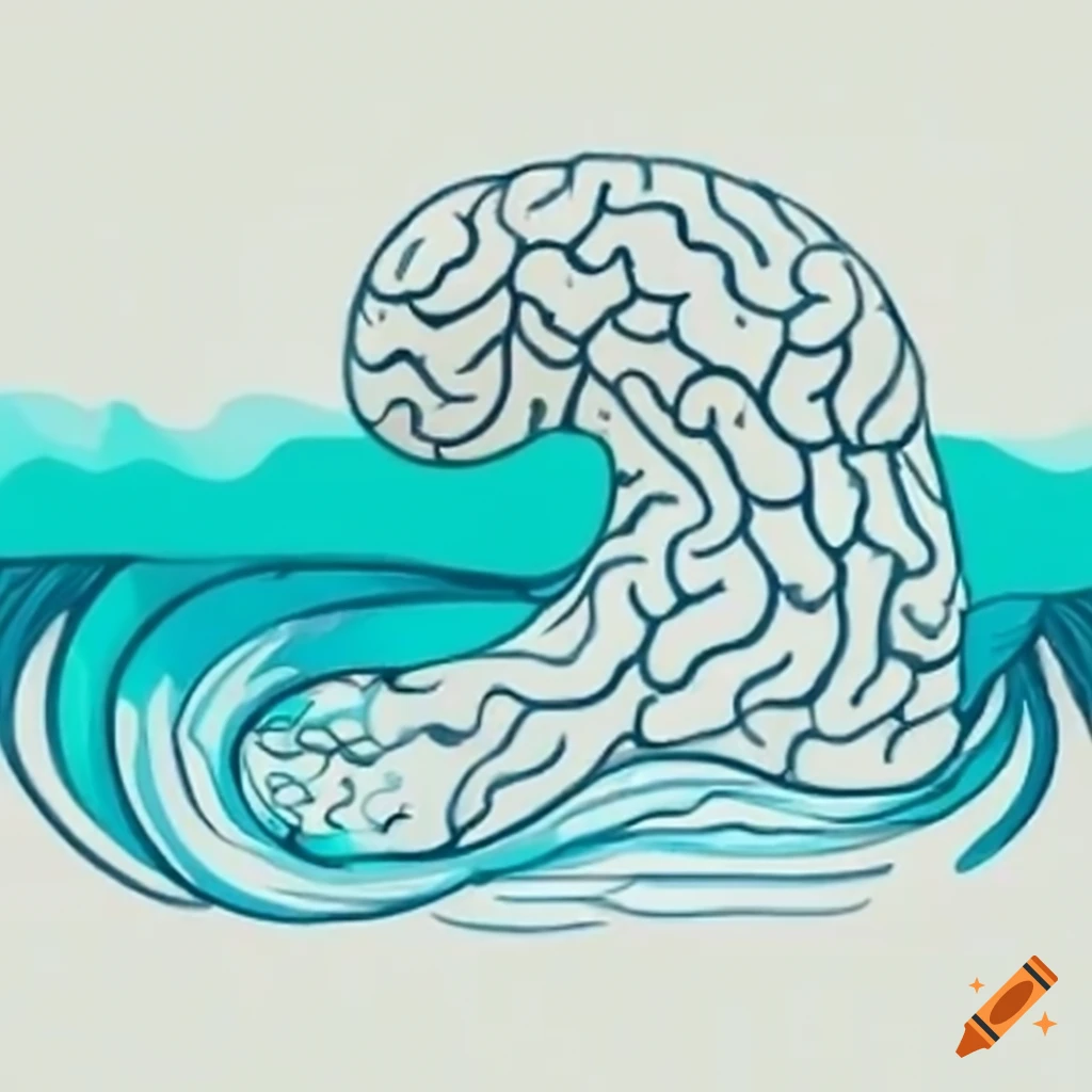Illustration of a wave in the brain on Craiyon