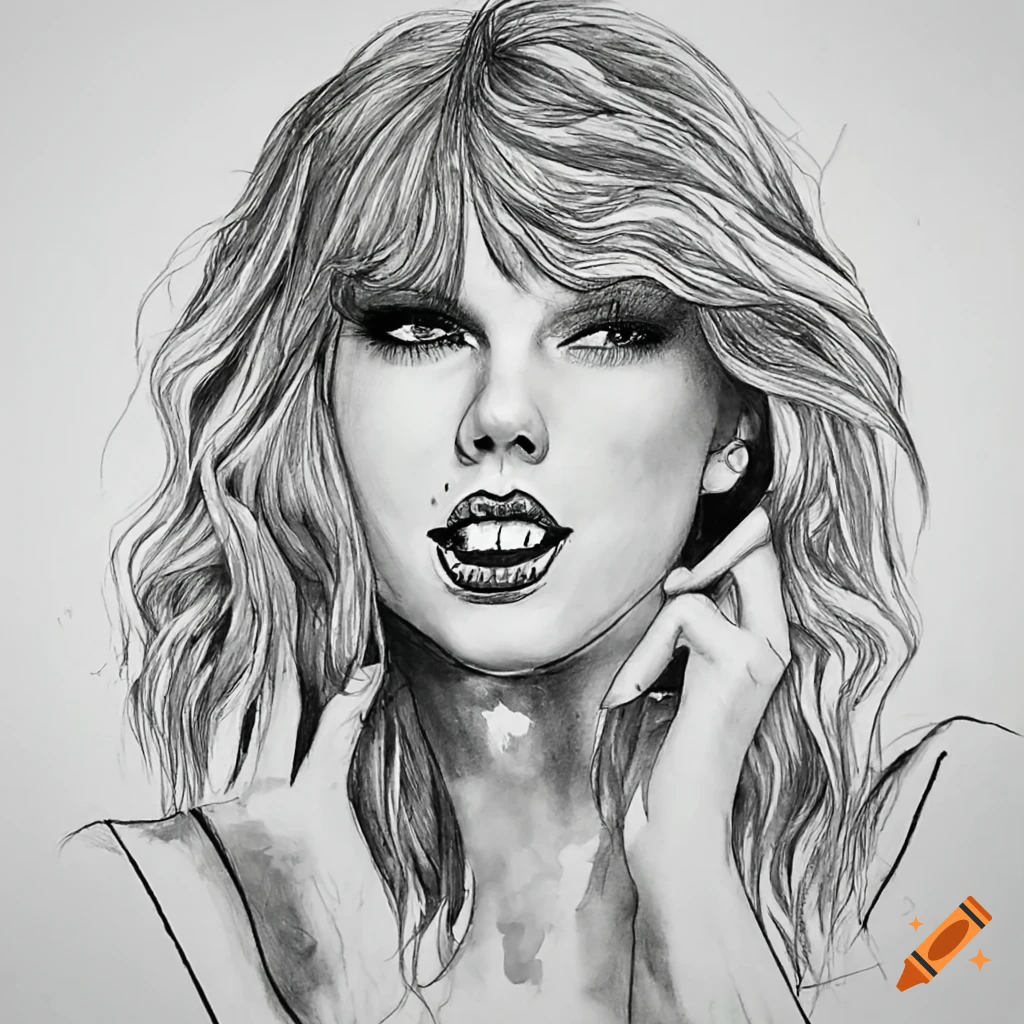 Taylor swift vampire coloring page in black and white on Craiyon