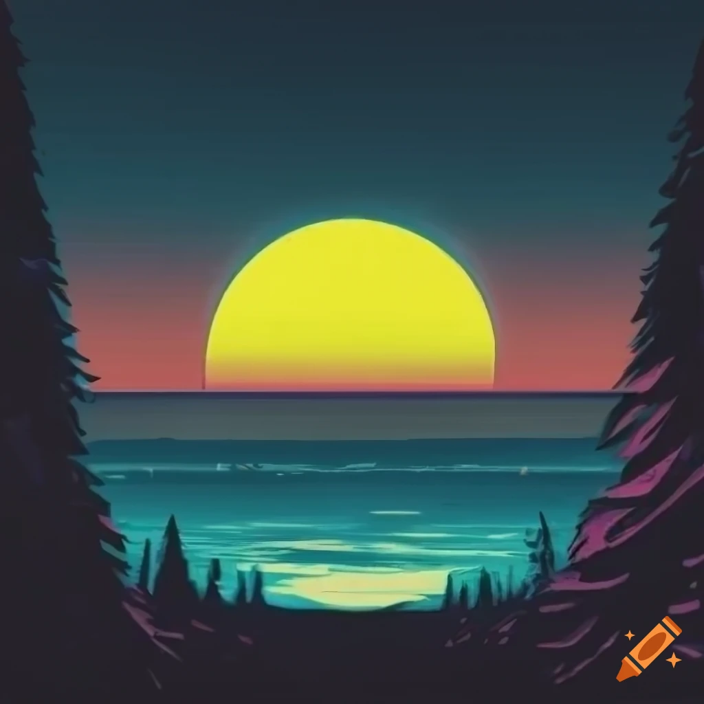 Retrowave sun illustration