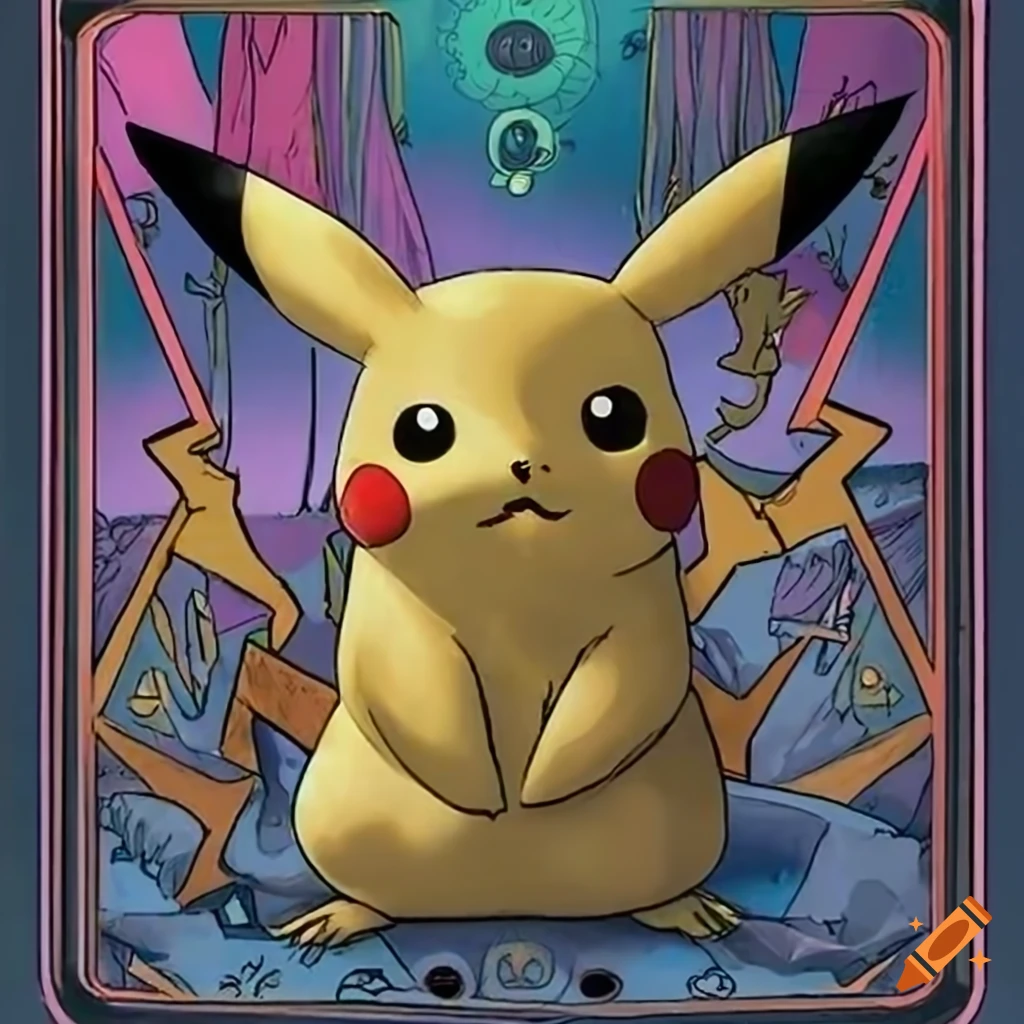 Pikachu tarot card illustration