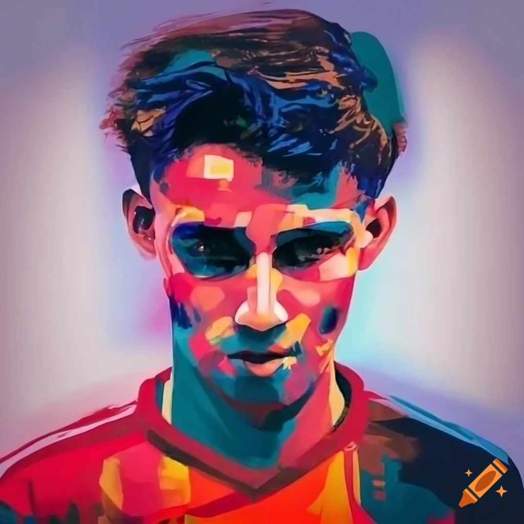 Spanish male soccer player in red and black jersey on Craiyon