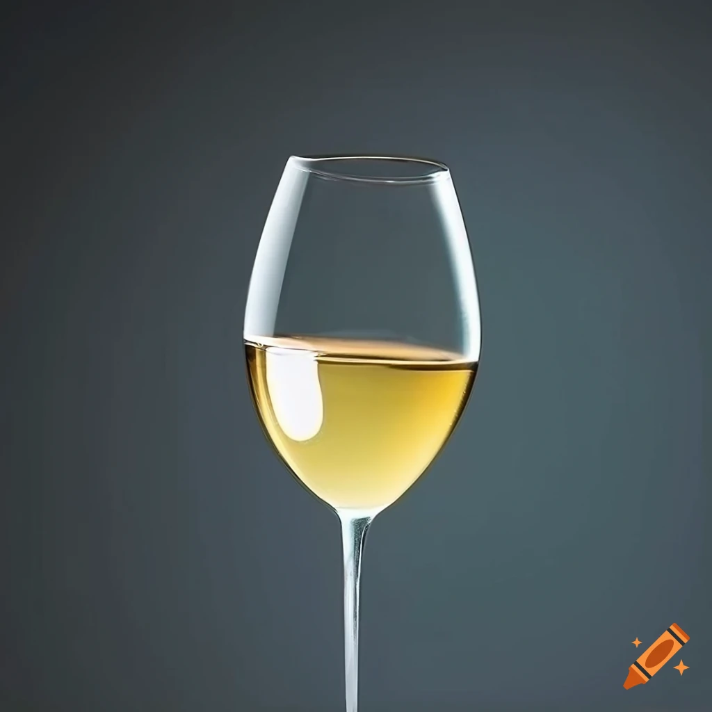 White wine glass positioned at a stylish angle