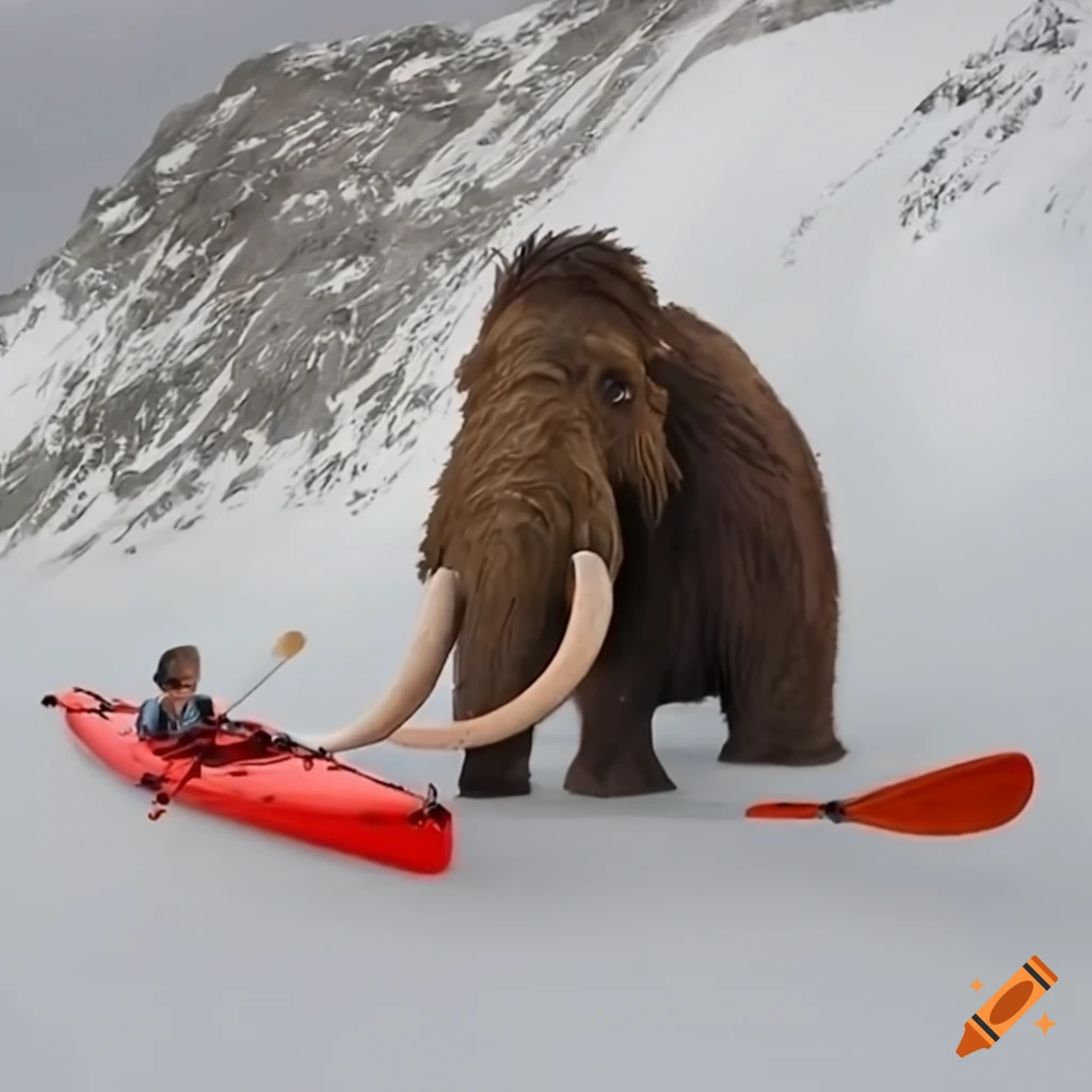 Mammoth in a kayak