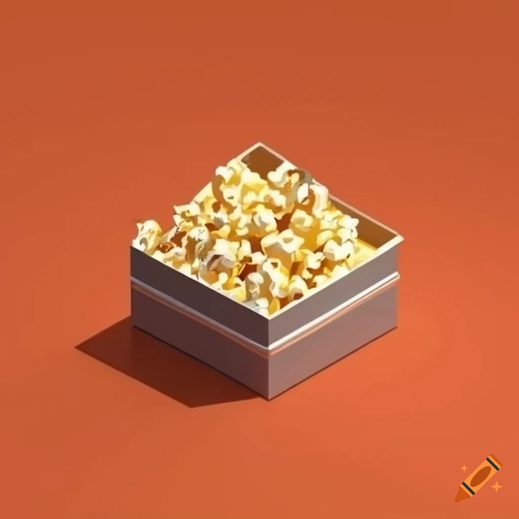 Isometric room filled with buttery popcorn