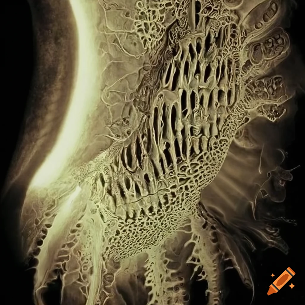 Sepia x-ray of aurora like ectoplasm by Ernst Haeckel