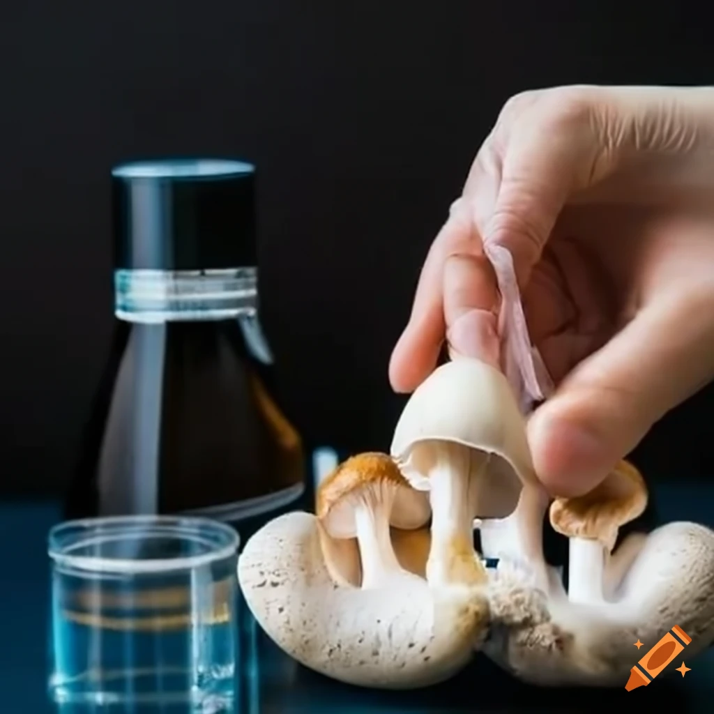 Pharmacist preparing doses of medicinal mushrooms