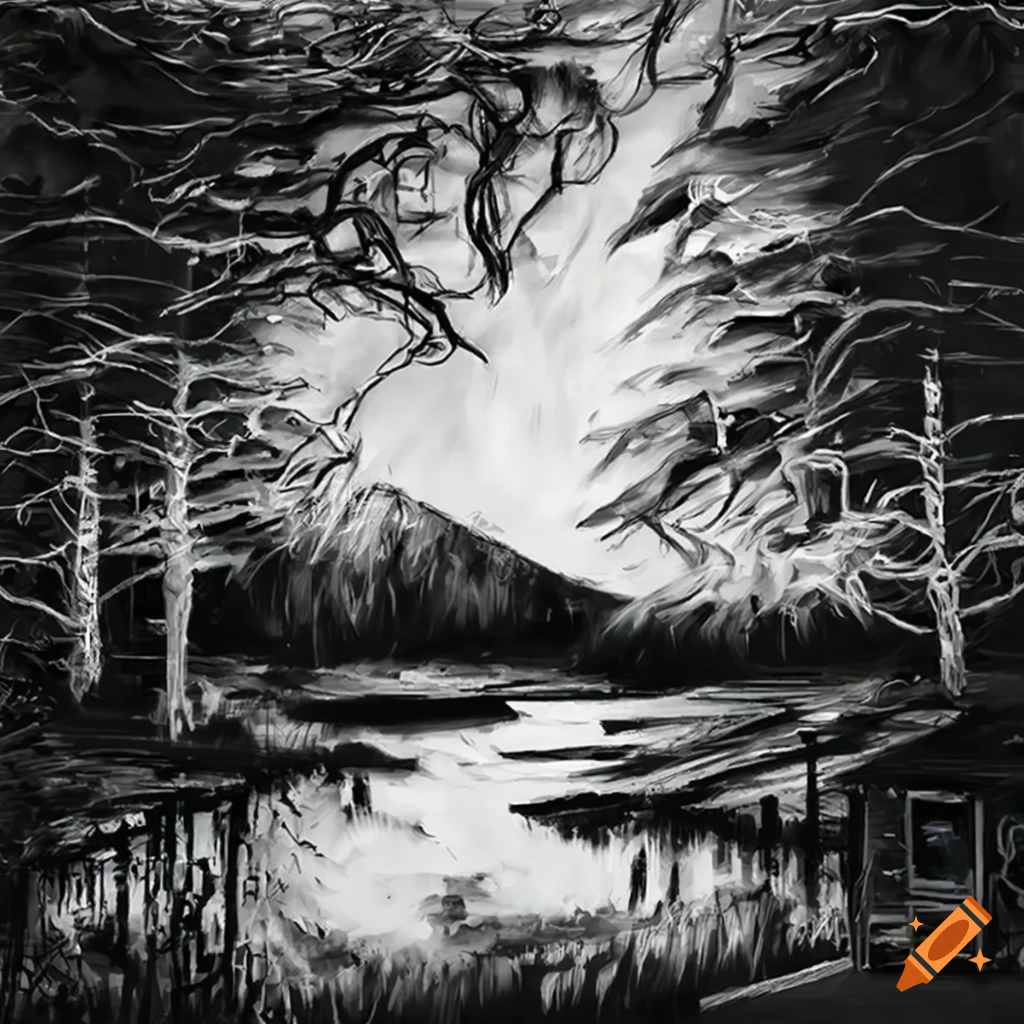 Anime-style landscape with flowing electricity in a dreamlike setting