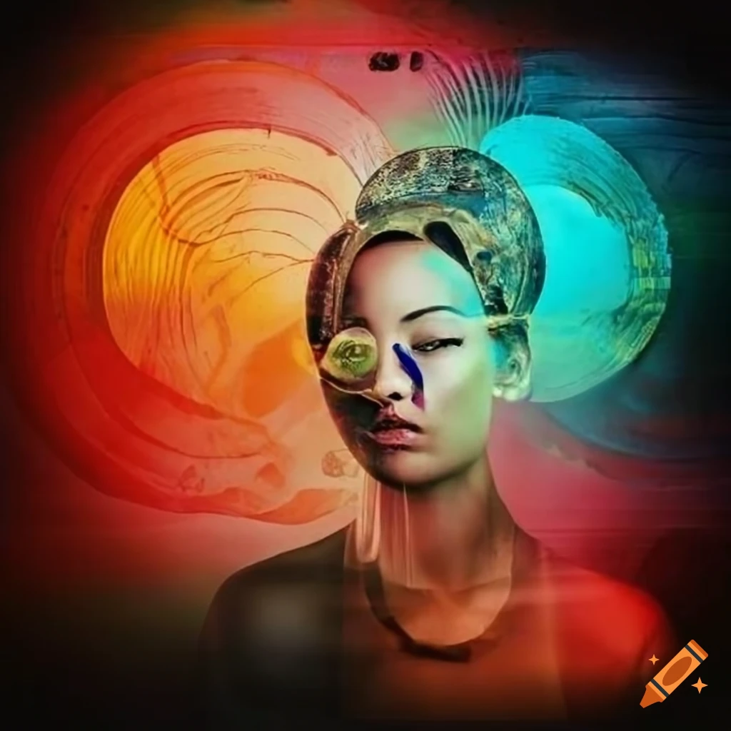 Artistic collage symbolizing connection between real world and abstract ...