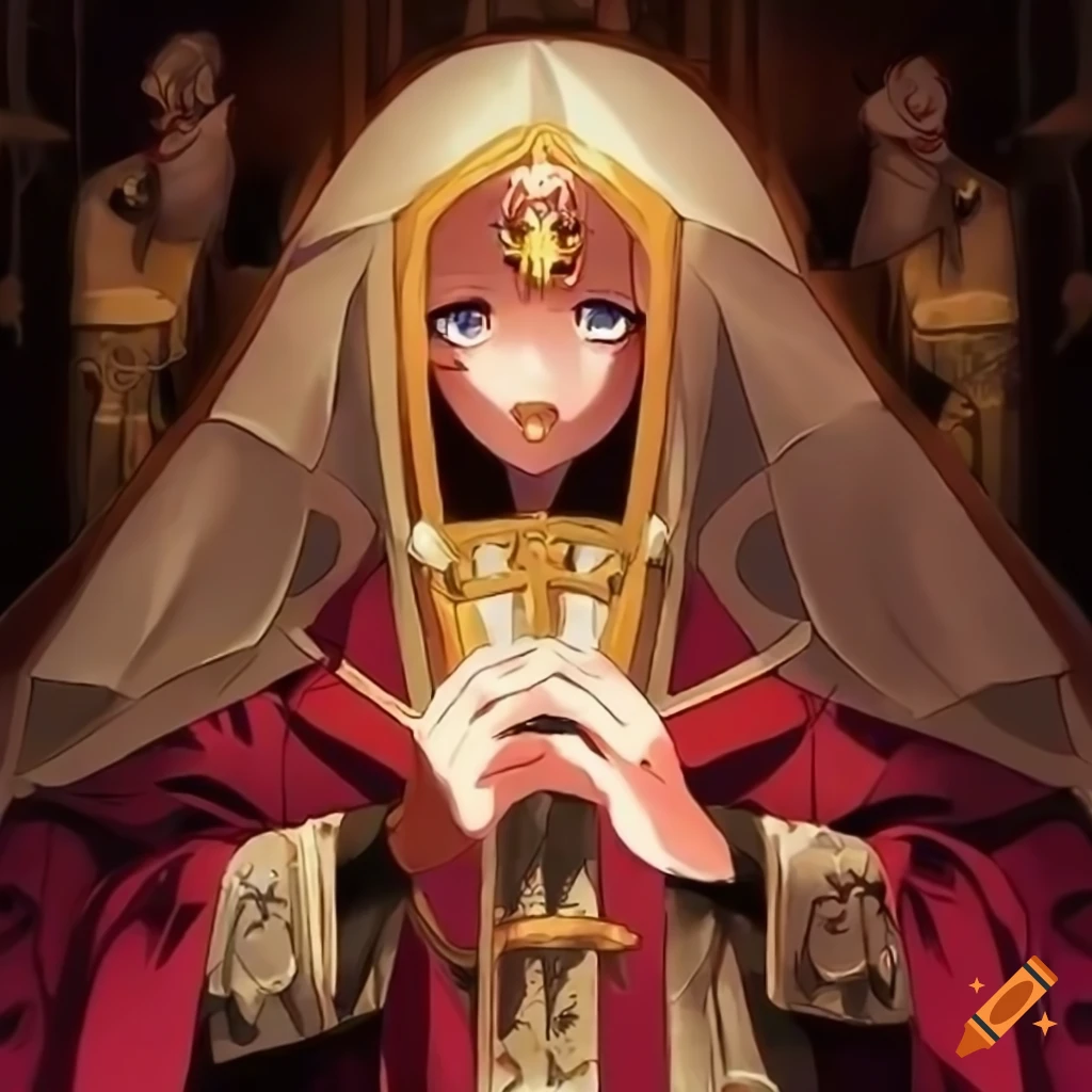 Anime catholic queen priest on Craiyon