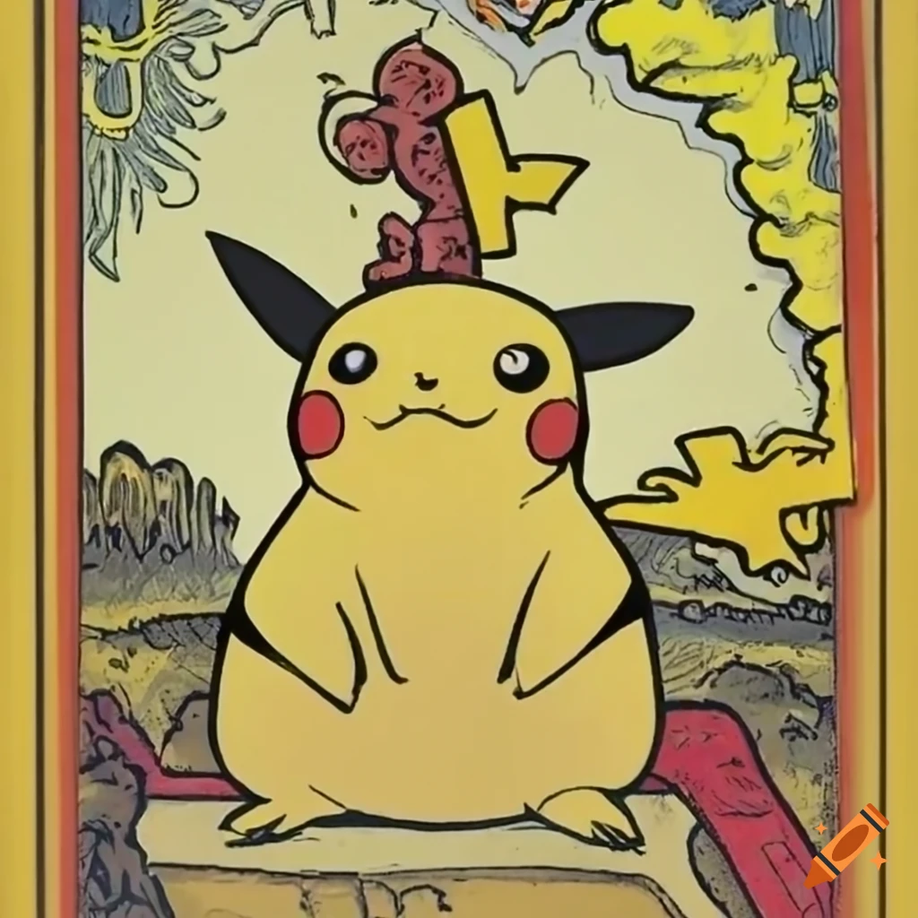 Pikachu tarot card illustration