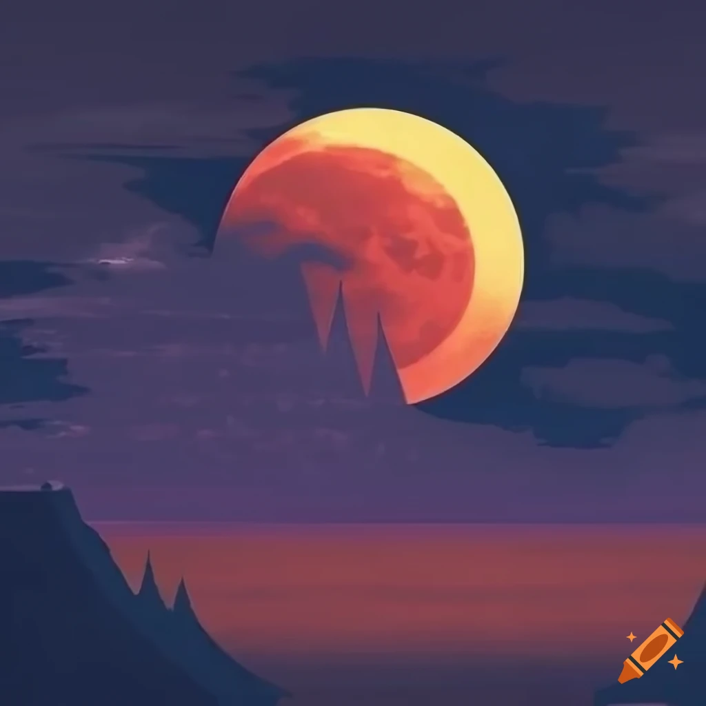 Vintage travel poster with volumetric features of an eclipse on Craiyon