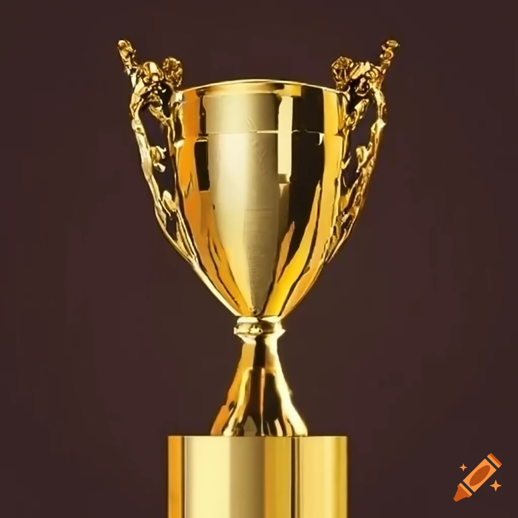 Luxurious sports trophy with shining gold accents