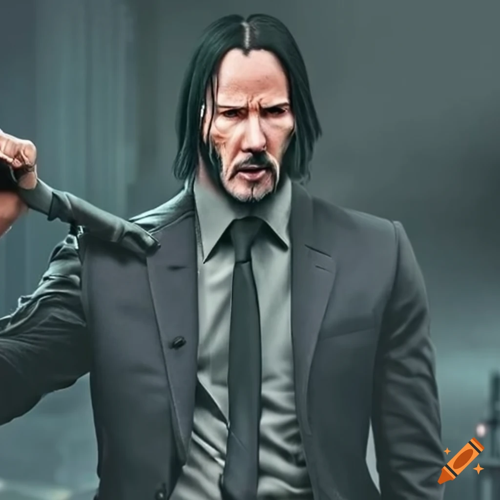 John wick adjusting his tie on Craiyon