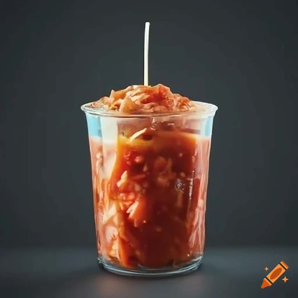 Elote in a cup with kimchi sauce