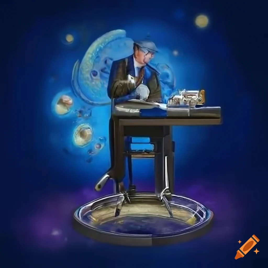 Van Gogh style painting of a horologist admiring a watch