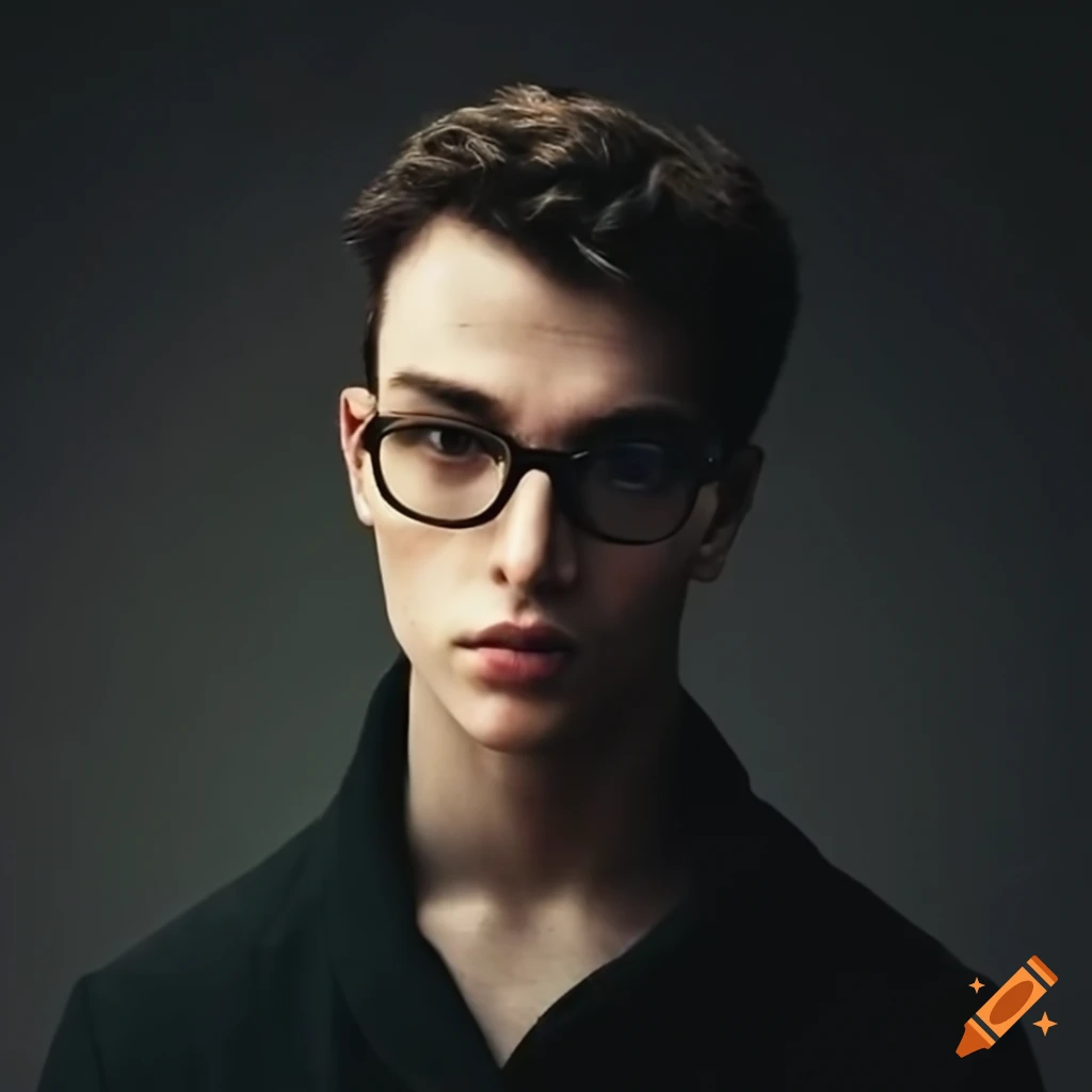 Portrait of Tim Smith, a tall young man with dark brown hair, slim build, and glasses