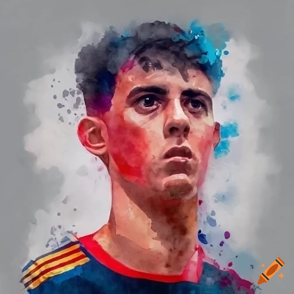 Spanish male soccer player in red and black jersey on Craiyon