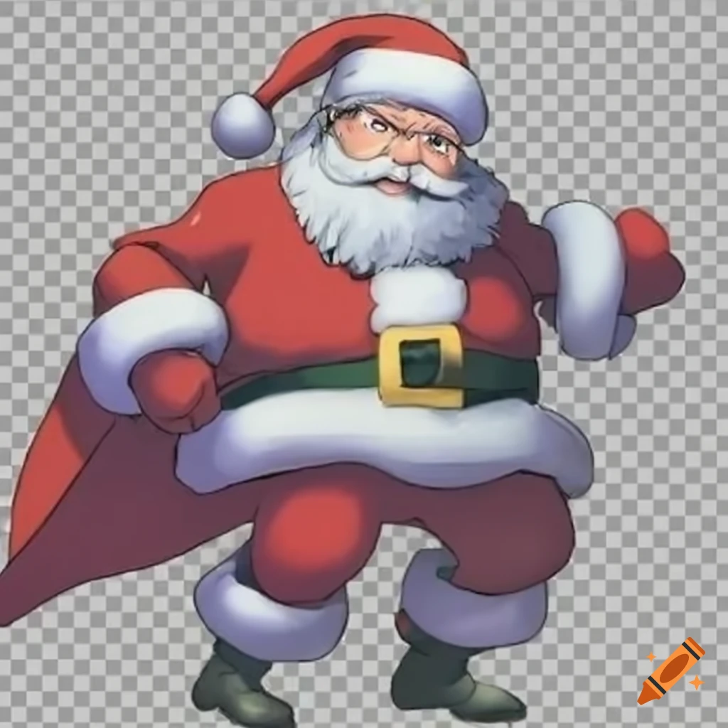 Santa Claus at his workshop with Pokémon official art by Ken Sugimori