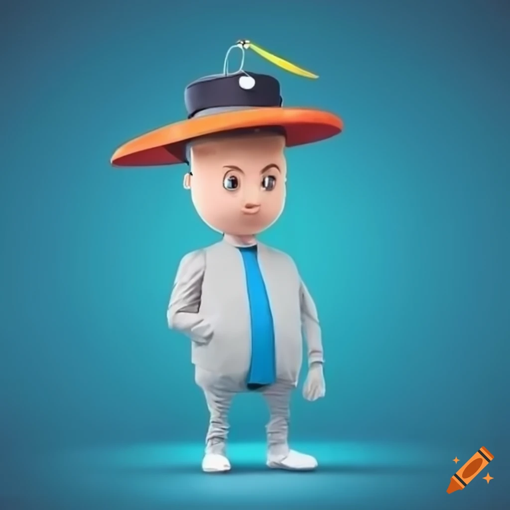 Software programmer guy with propeller hat in full figure on Craiyon