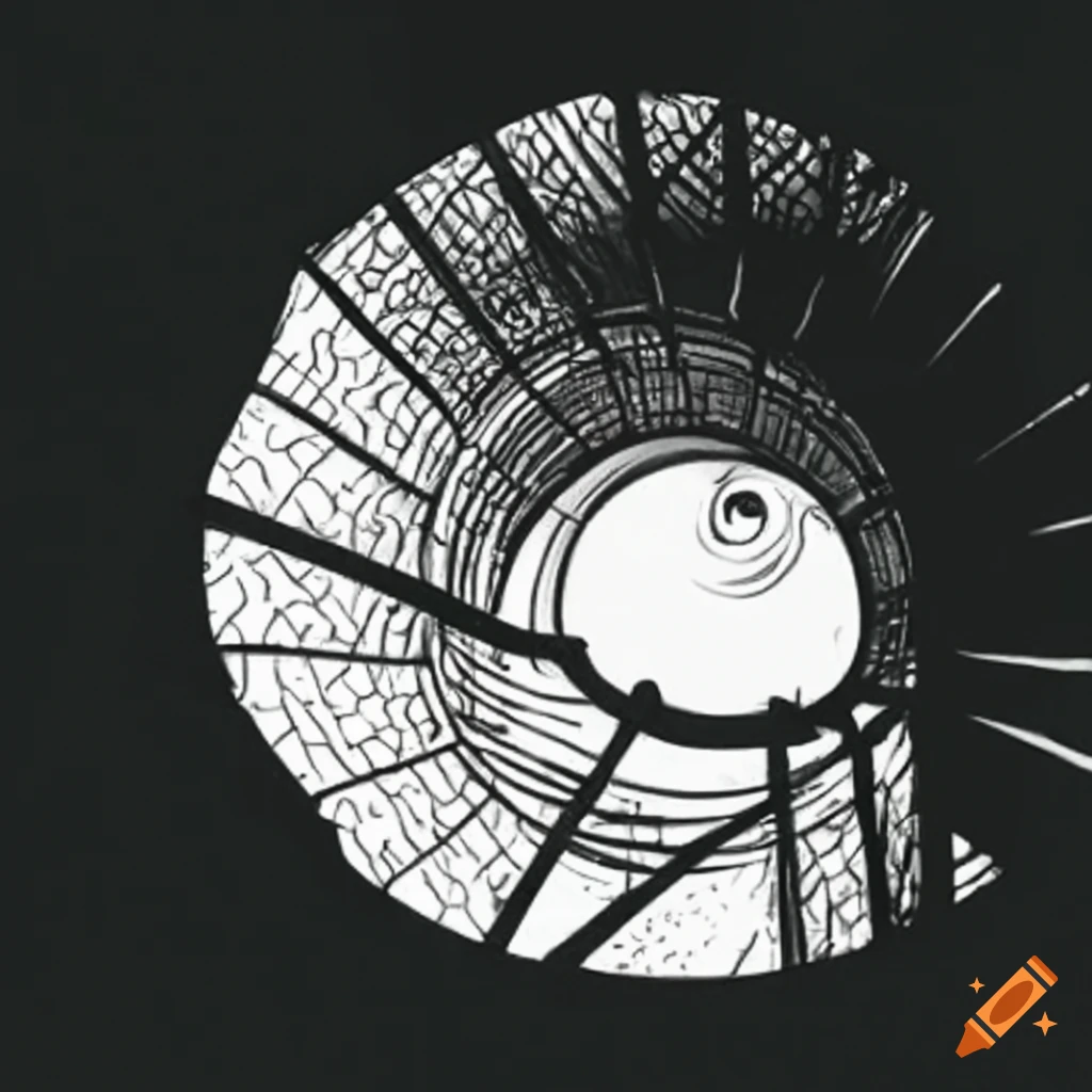 Person falling down a spiral staircase